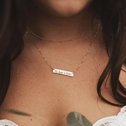 Handwritten Bar Necklace - Barberry + Lace