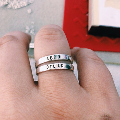 Personalized Stacking Rings - Barberry + Lace