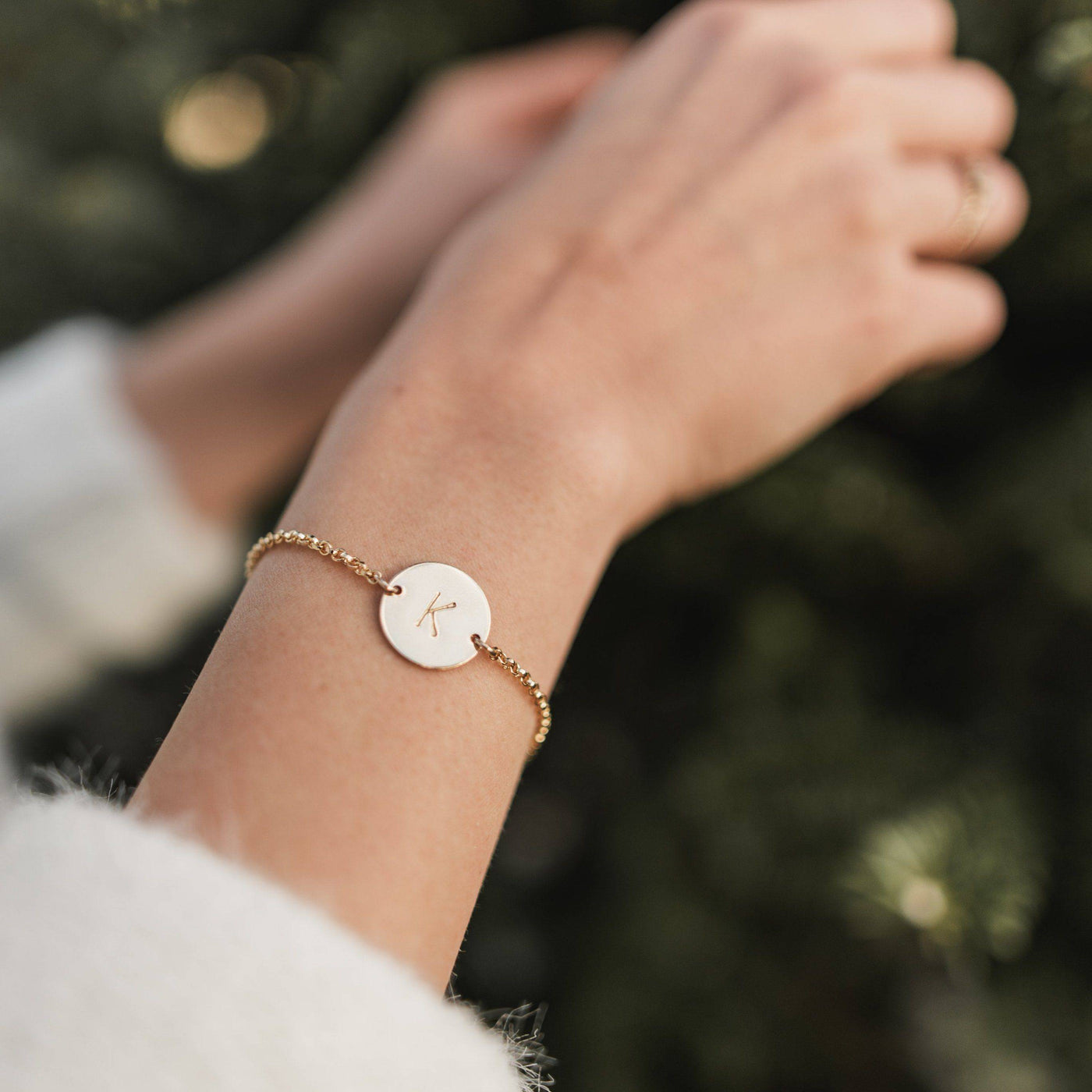 Personalized Disc Bracelet - Barberry + Lace