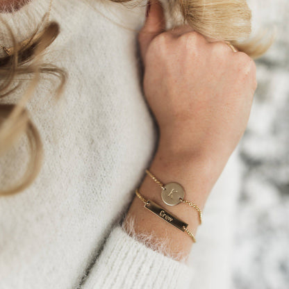 Personalized Bar Bracelet - Barberry + Lace