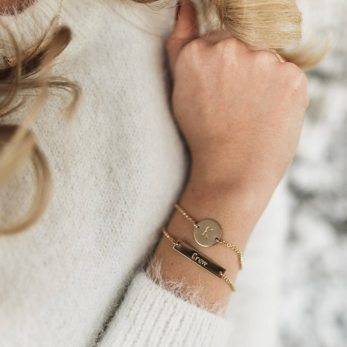 Personalized Bar Bracelet - Barberry + Lace