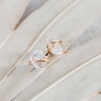 Herkimer Diamond Stud Earrings - Barberry & Lace