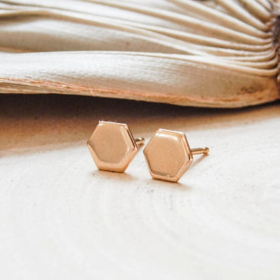 Hexagon Stud Earrings - Barberry & Lace