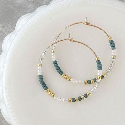 Holiday Edition - Beaded Hoop Earrings - Barberry & Lace