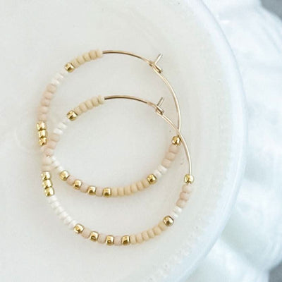 Holiday Edition - Beaded Hoop Earrings - Barberry & Lace