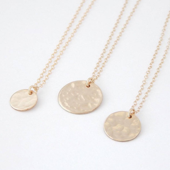 Hammered Disc Necklace - Barberry + Lace