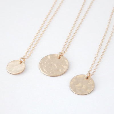 Hammered Disc Necklace - Barberry + Lace