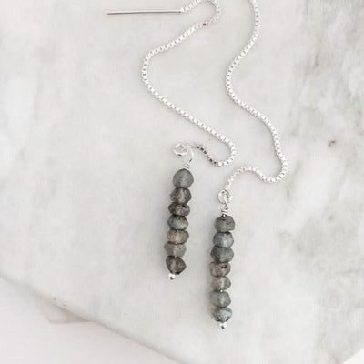 Labradorite Threaded Earrings - Barberry & Lace