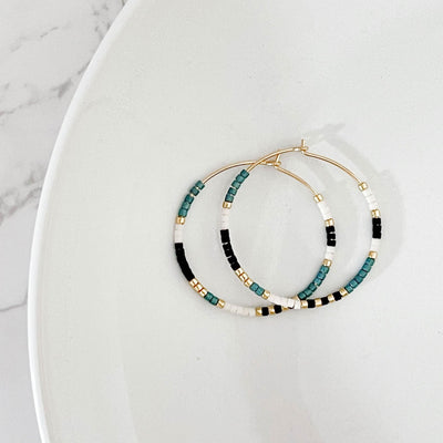 Summer Edition - Beaded Hoop Earrings - Barberry & Lace