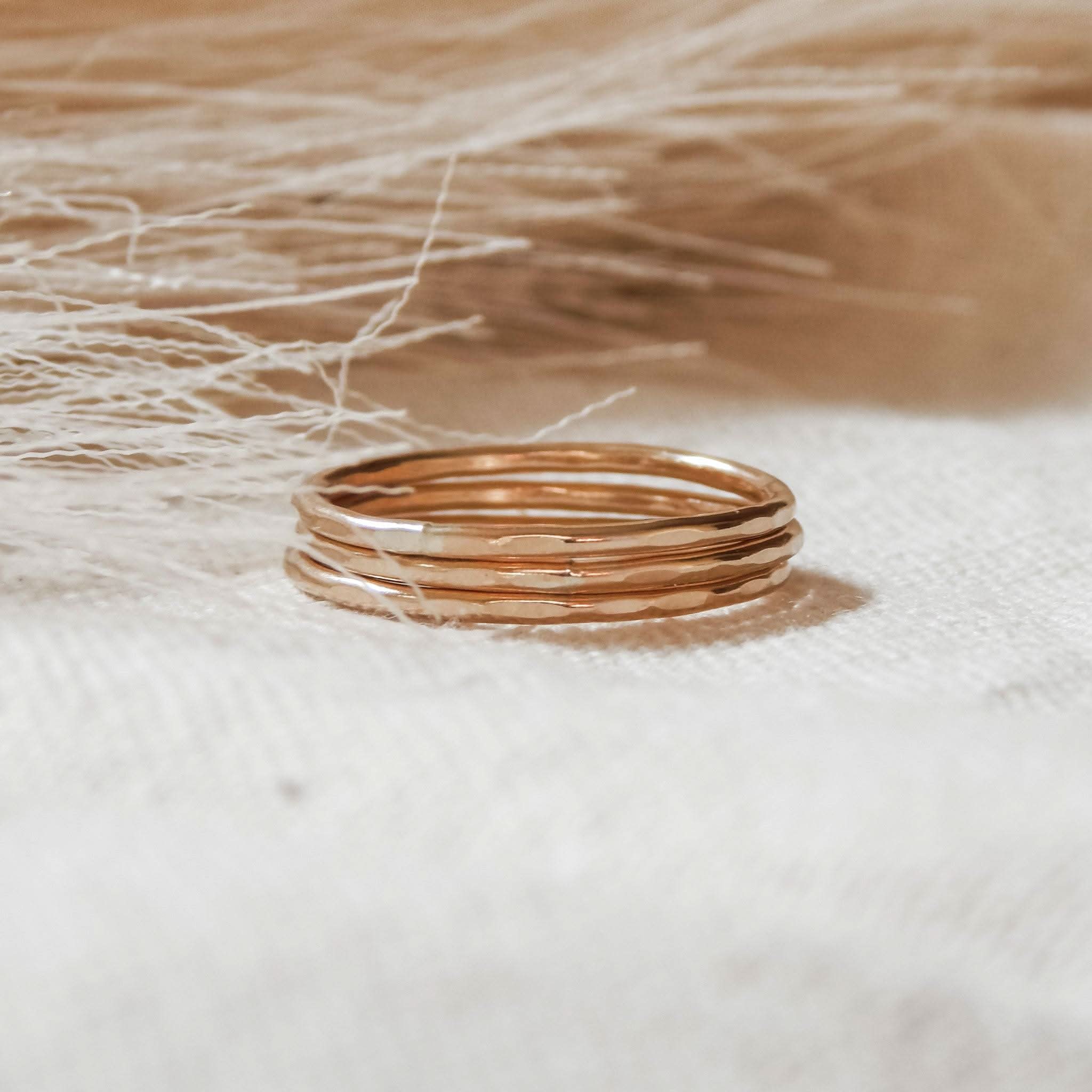 Thin Hammered Band Stacking Ring - Barberry & Lace
